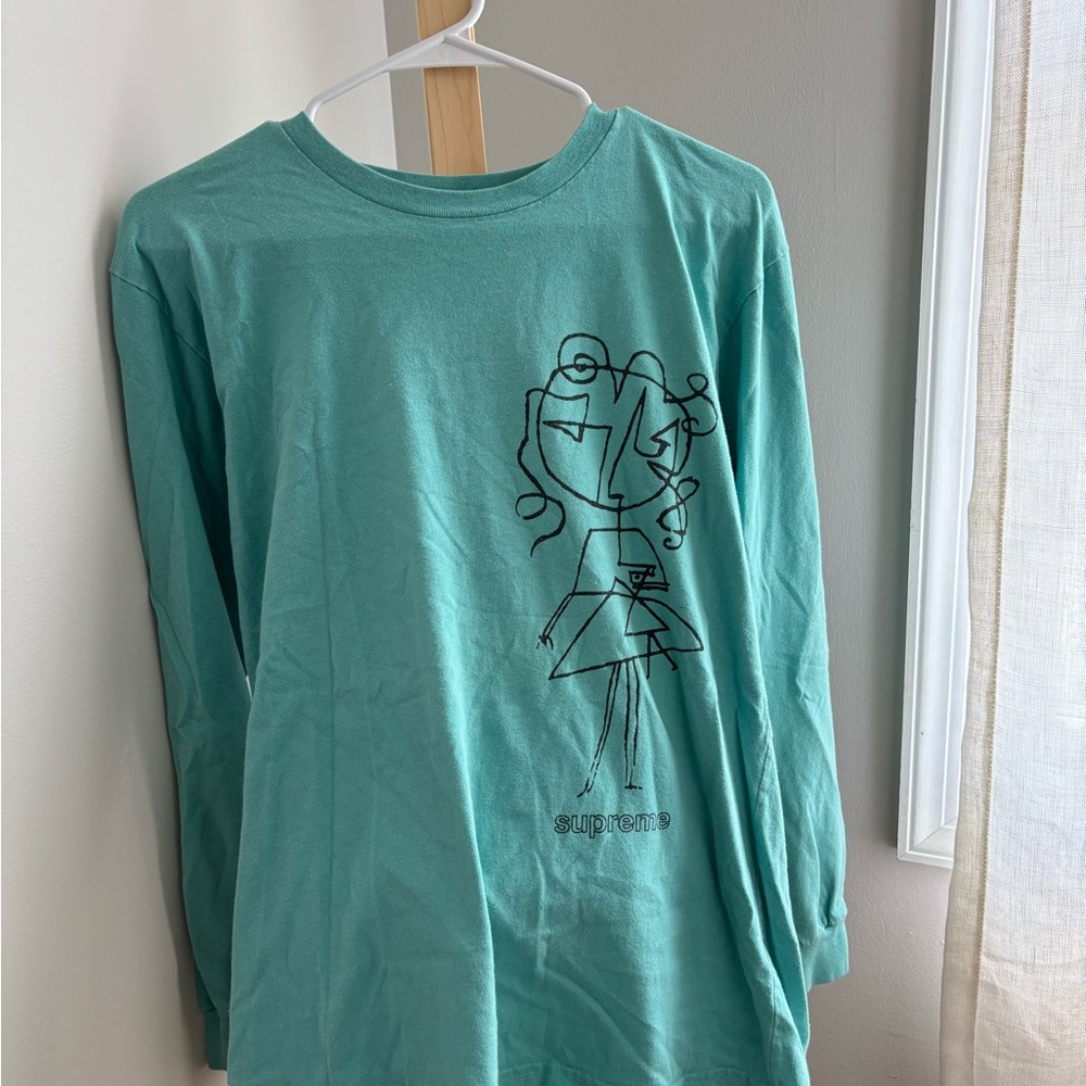Supreme New York Sketch Long Sleeve Shirt-Teal